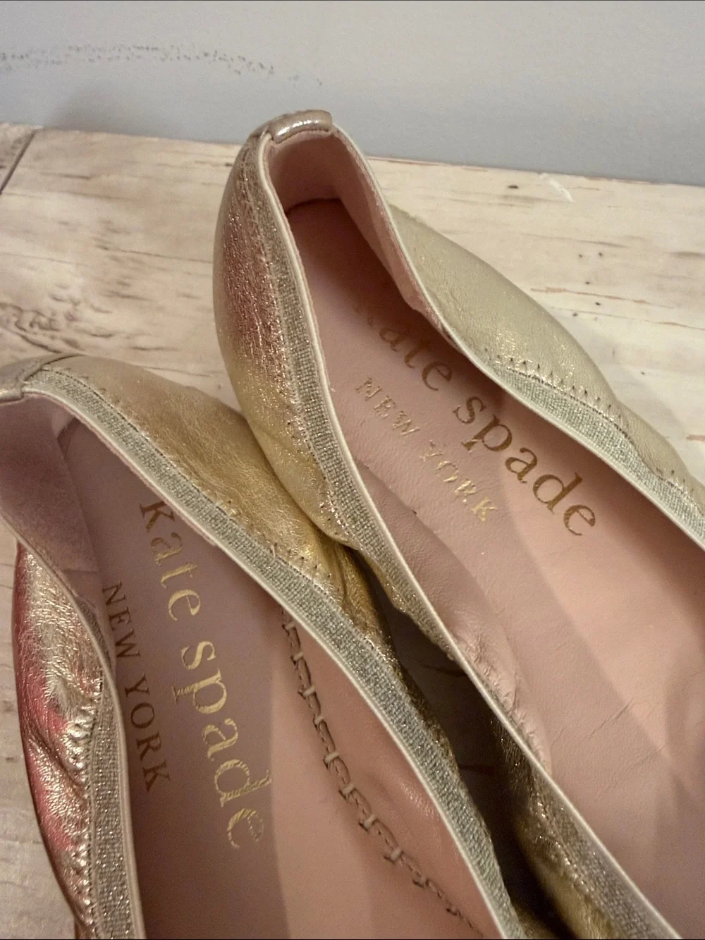 Kate Spade Clubhouse Leather Espadrille Flats in gold